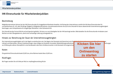 Klicken Sie unten rechts auf "Antragstellung beginnen"