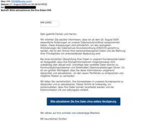 Beispiel für betrügerische E-Mails