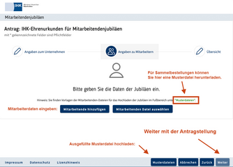 Für Sammelbestellungen können Sie eine Musterdatei herunterladen und uns diese dann ausgefüllt mit dem Antrag zusenden