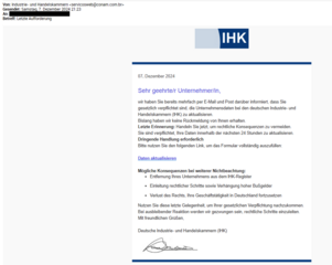 Bitte klicken Sie keinesfalls auf Links oder geben Sie Daten heraus, es handelt sich um Anläufe zum Datenklau.